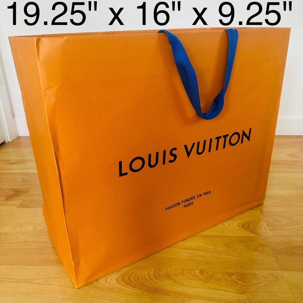 LV Louis Vuitton Paper Shopping Bag - orange extra large, 19.25" x 16" x 9.25" G